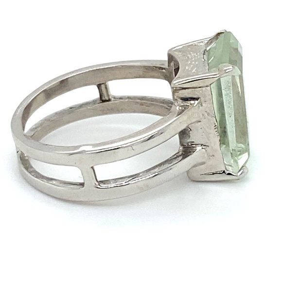 Prasiolite 6.65ct Platinum Finish Solid 925 Sterling Silver Ring - Picture 3 of 6